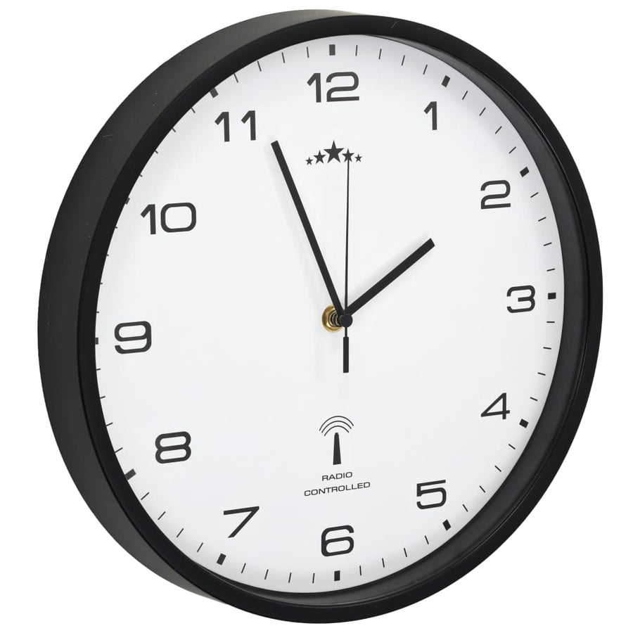 Wandklok Met Quartz Uurwerk Radiogestuurd 31 Cm Wit en zwart