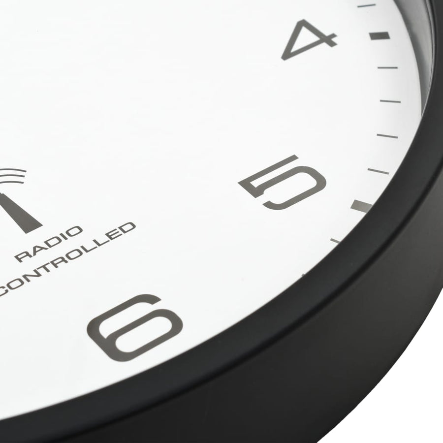 Wandklok Met Quartz Uurwerk Radiogestuurd 31 Cm Wit en zwart
