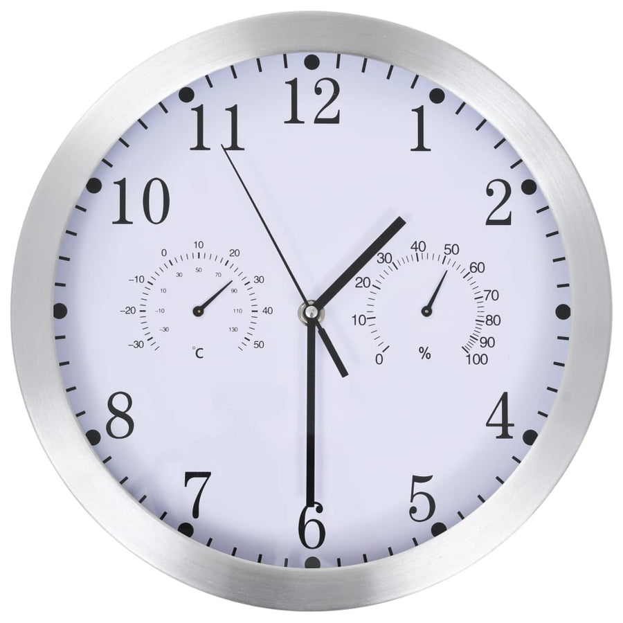 Wandklok Met Quartz-Mechanisme Hygrometer Thermometer 30 Cm Wit