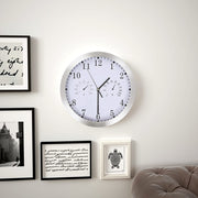 Wandklok 30 cm wit met hygrometer thermometer