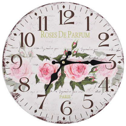 Wandklok Vintage Stijl Bloemen 30 cm Gebloemd