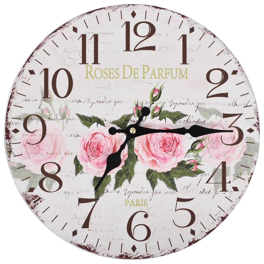 Wandklok Vintage Stijl Bloemen 30 cm Gebloemd