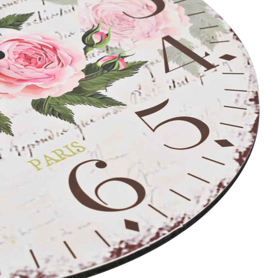 Wandklok Vintage Stijl Bloemen 30 cm Gebloemd