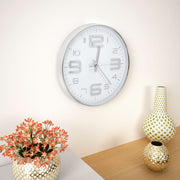 Wandklok 30 cm zilver PP