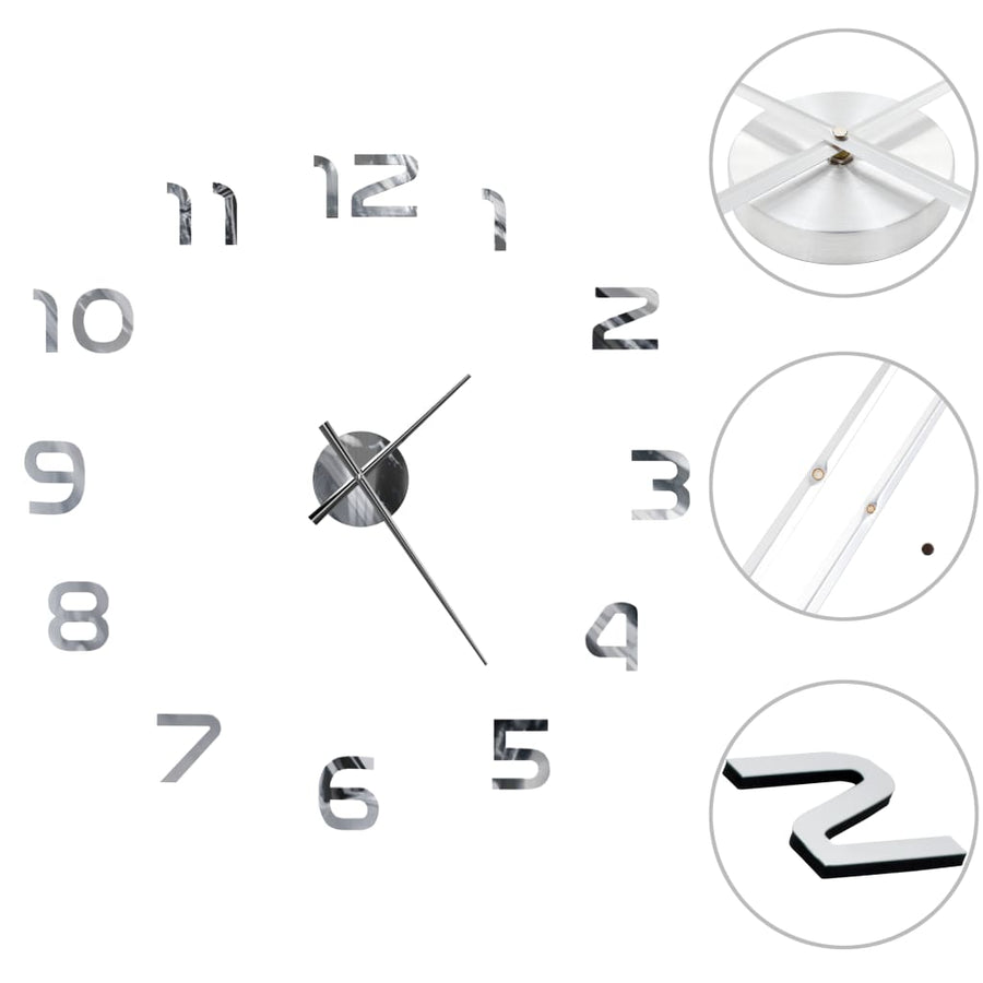 3D-Wandklok 100 Cm Xxl Modern Kleurig Zilver