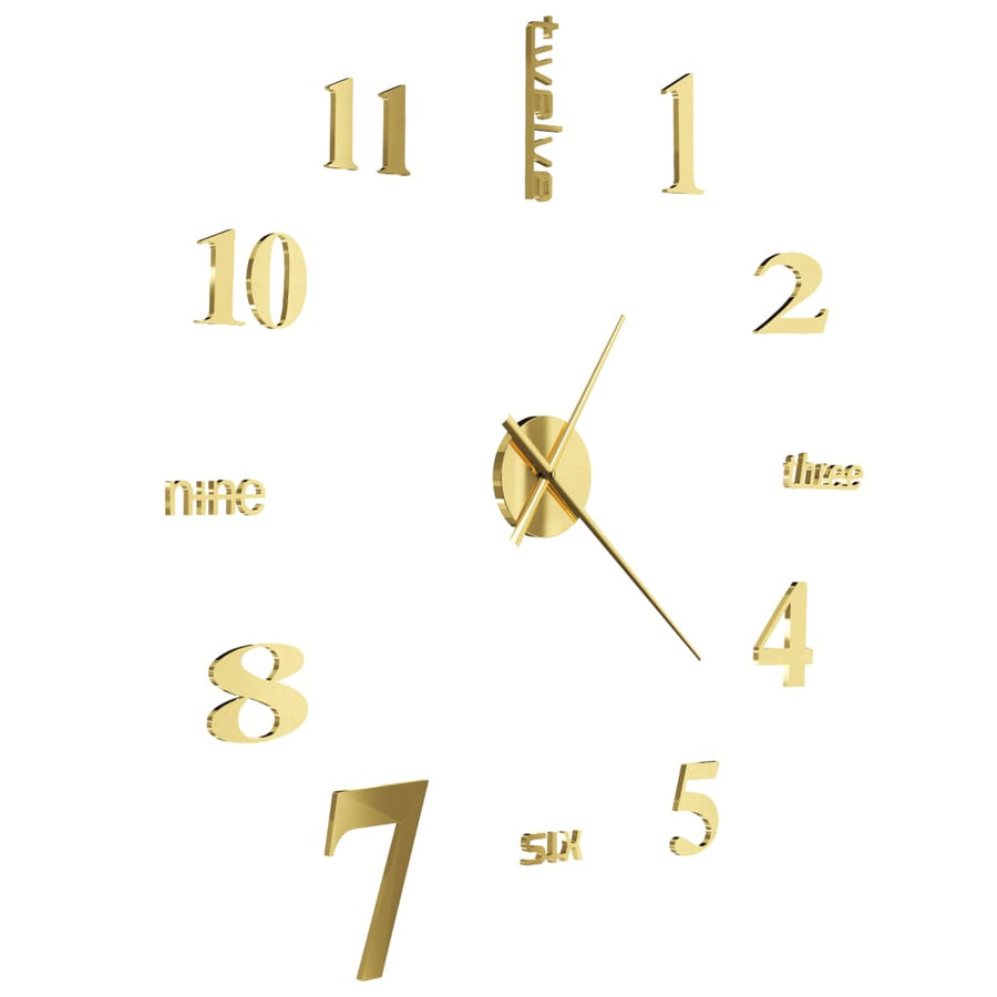 3D-wandklok 100 cm XXL modern goudkleurig Goud