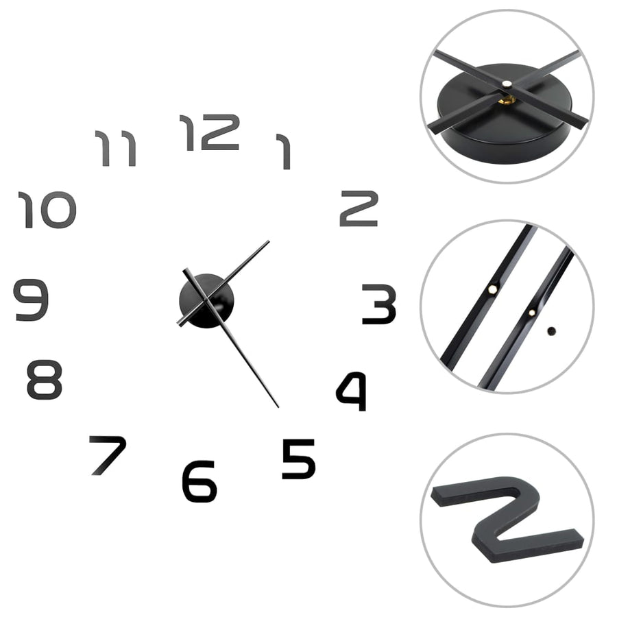3D-Wandklok 100 Cm Xxl Modern Zwart