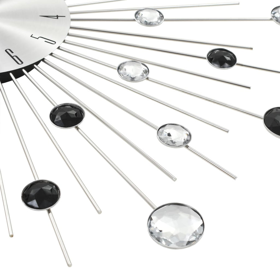 Wandklok Met Quartz-Mechanisme 50 Cm Modern Ontwerp Zilver en zwart