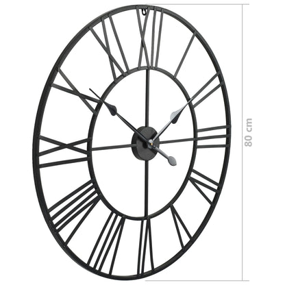 Wandklok Vintage-Stijl Met Quartz-Mechanisme Xxl 80 Cm Metaal