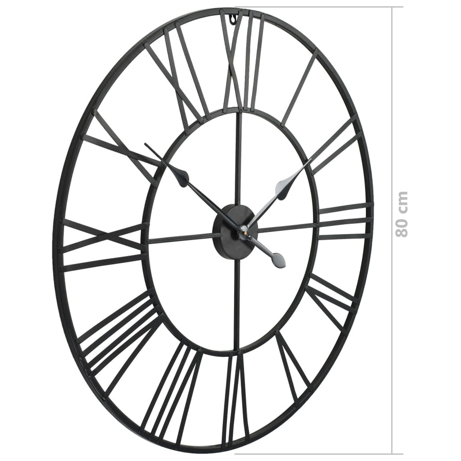 Wandklok Vintage-Stijl Met Quartz-Mechanisme Xxl 80 Cm Metaal