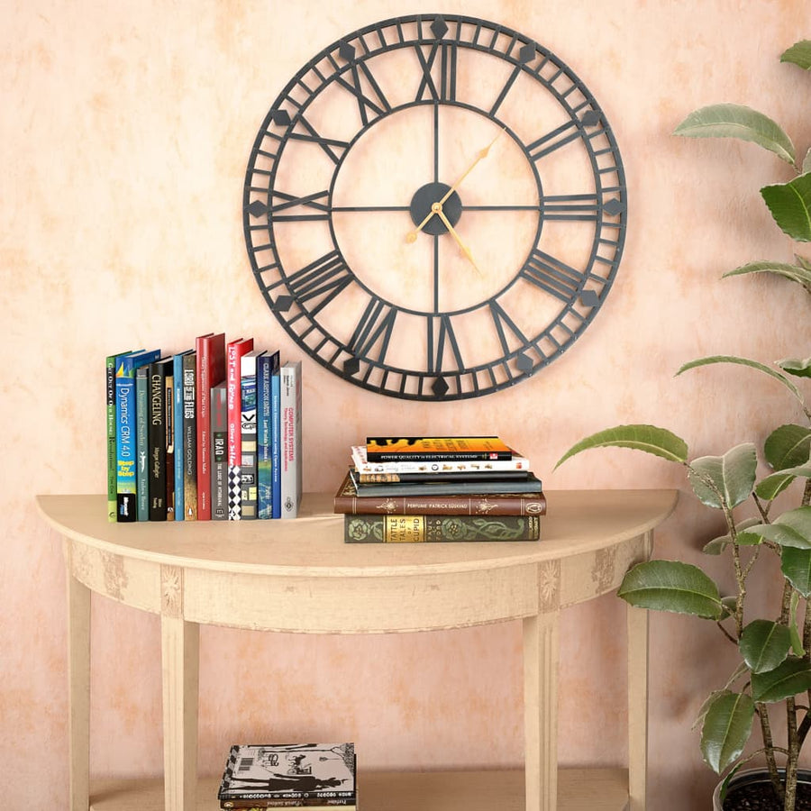 Wandklok Vintage-Stijl Met Quartz-Mechanisme Xxl 60 Cm Metaal