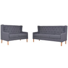 Bankstel stof grijs 2-delig 140x68x90cm 180x68x90cm
