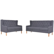 Bankstel stof grijs 2-delig 140x68x90cm 180x68x90cm