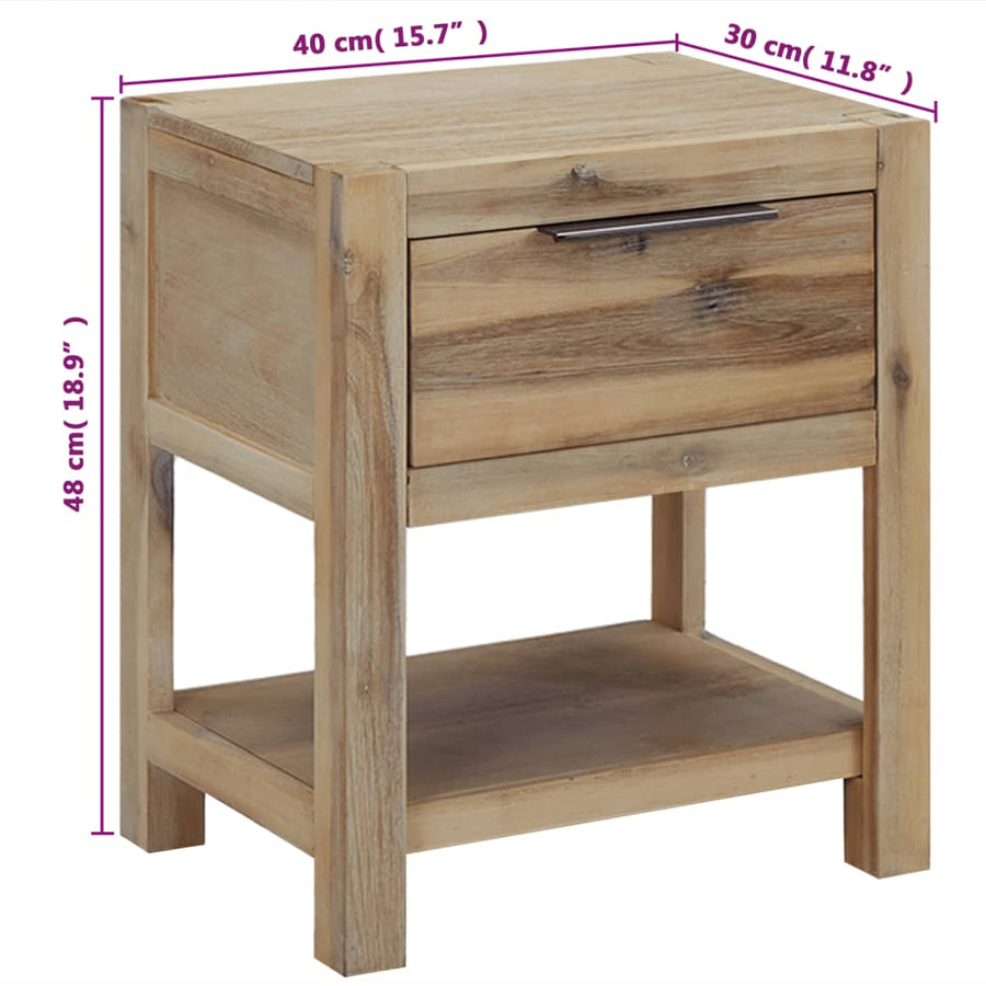Nachtkastje Met Lade 40X30X48 Cm Massief Acaciahout 1