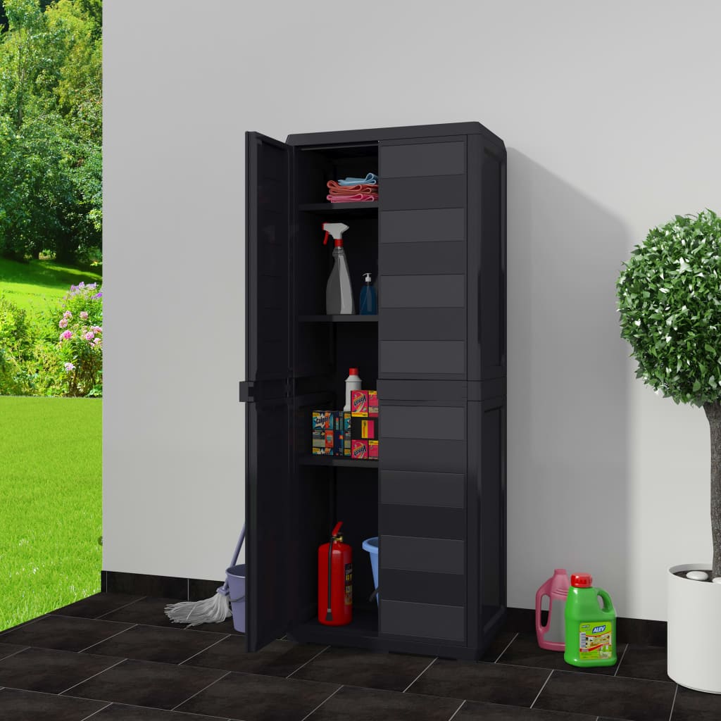 Tuinkast Met 3 Schappen 65 x 38 x 171 cm Zwart