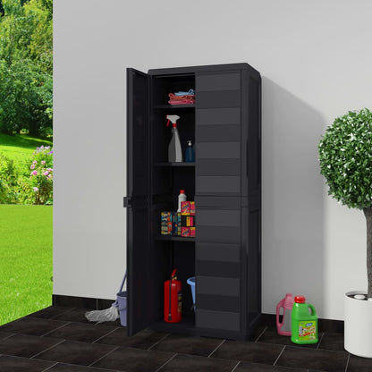 Tuinkast Met 3 Schappen 65 x 38 x 171 cm Zwart