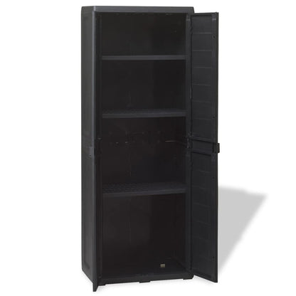 Tuinkast Met 3 Schappen 65 x 38 x 171 cm Zwart