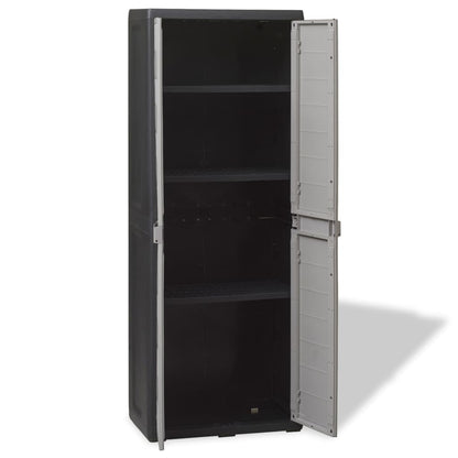 Tuinkast Met 3 Schappen 65 x 38 x 171 cm Zwart en grijs