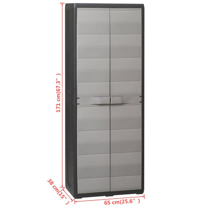 Tuinkast Met 3 Schappen 65 x 38 x 171 cm Zwart en grijs