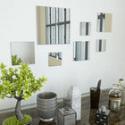 Wandspiegel set 7 stuks vierkant glas zilver