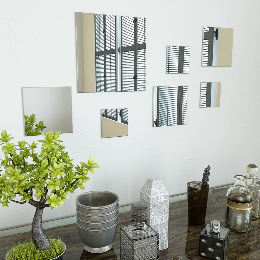 Wandspiegels Vierkant Glas 7 St