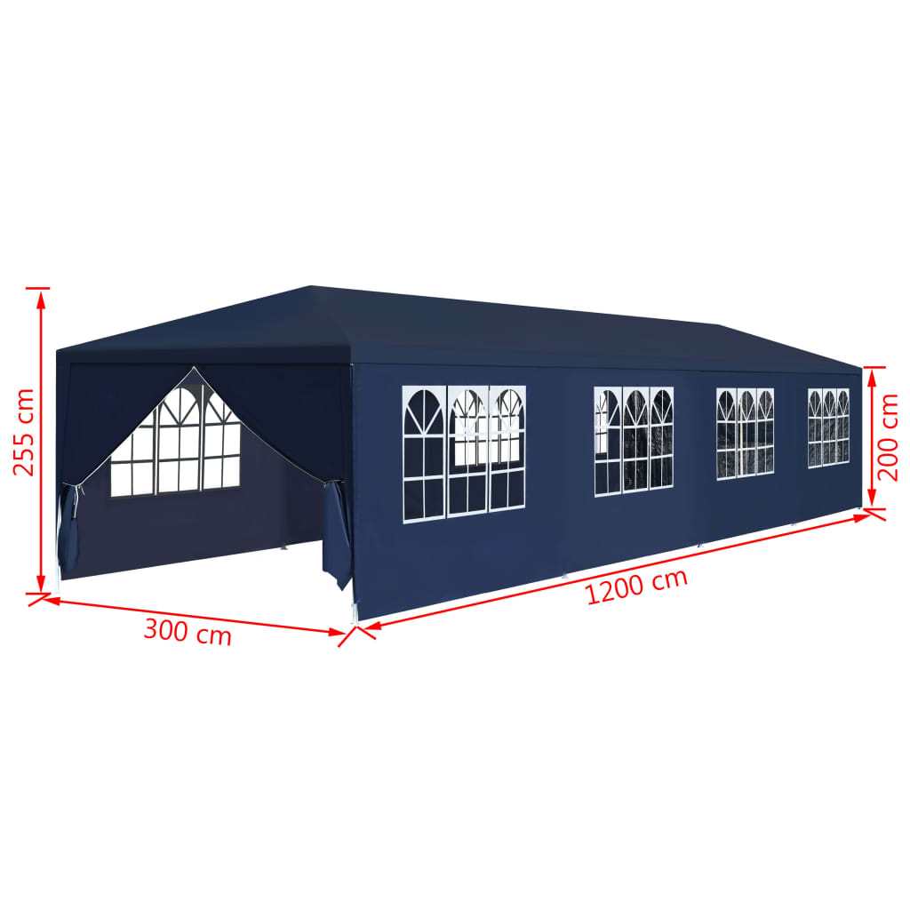 Partytent 3 x 12 m Blauw