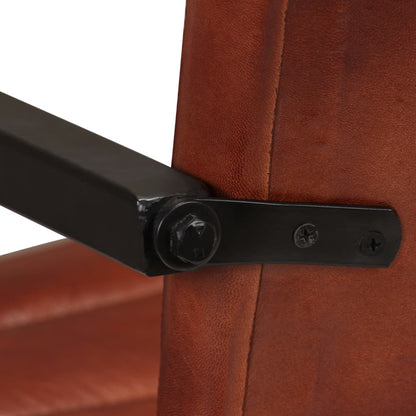 Eetkamerstoelen 2 st echt leer bruin 2 Donkerbruin Patroon 1