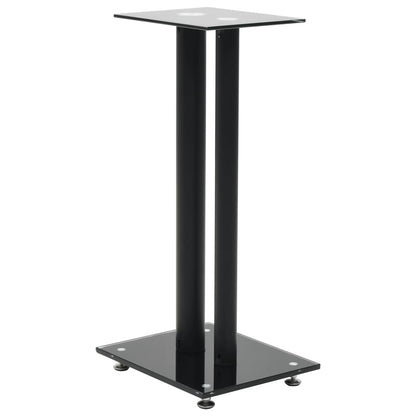 Speakerstandaarden zuil-ontwerp gehard glas zwart 2 st Zwart 2 pilaren