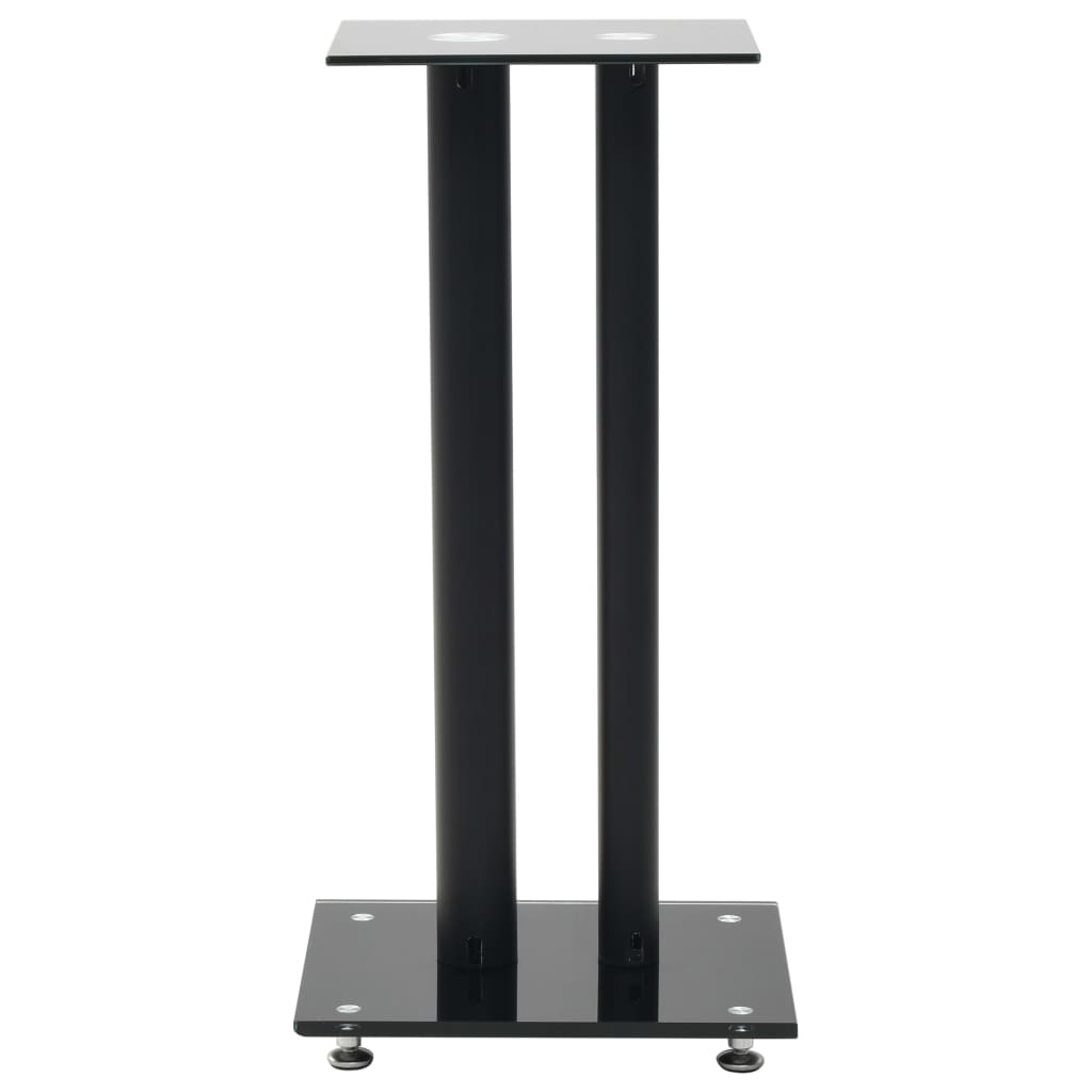 Speakerstandaarden zuil-ontwerp gehard glas zwart 2 st Zwart 2 pilaren