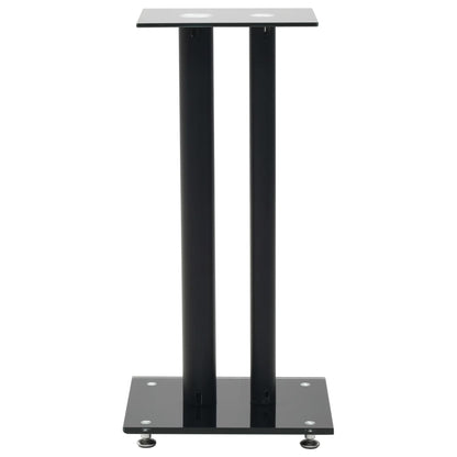 Speakerstandaarden zuil-ontwerp gehard glas zwart 2 st Zwart 2 pilaren