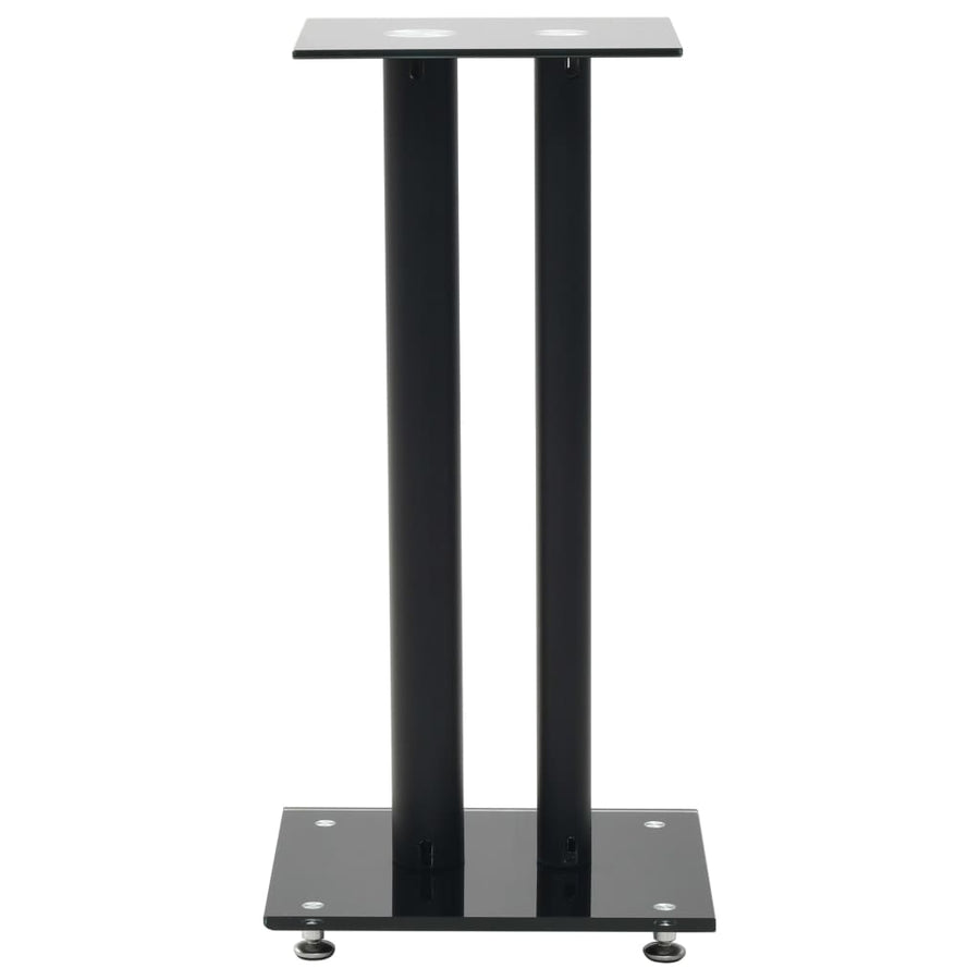 Speakerstandaarden zuil-ontwerp gehard glas zwart 2 st Zwart 2 pilaren