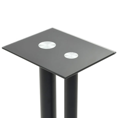 Speakerstandaarden zuil-ontwerp gehard glas zwart 2 st Zwart 2 pilaren