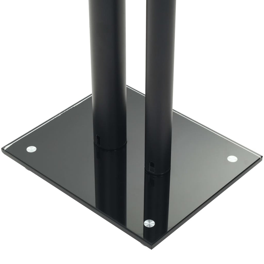 Speakerstandaarden zuil-ontwerp gehard glas zwart 2 st Zwart 2 pilaren