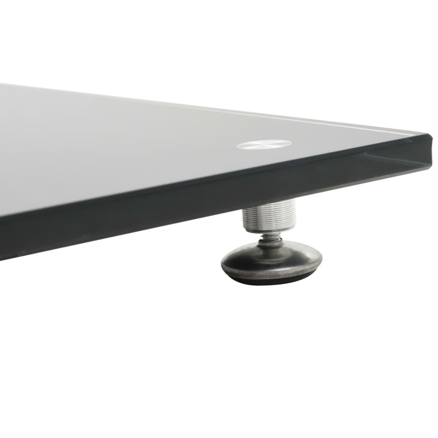 Speakerstandaarden zuil-ontwerp gehard glas zwart 2 st Zwart 2 pilaren