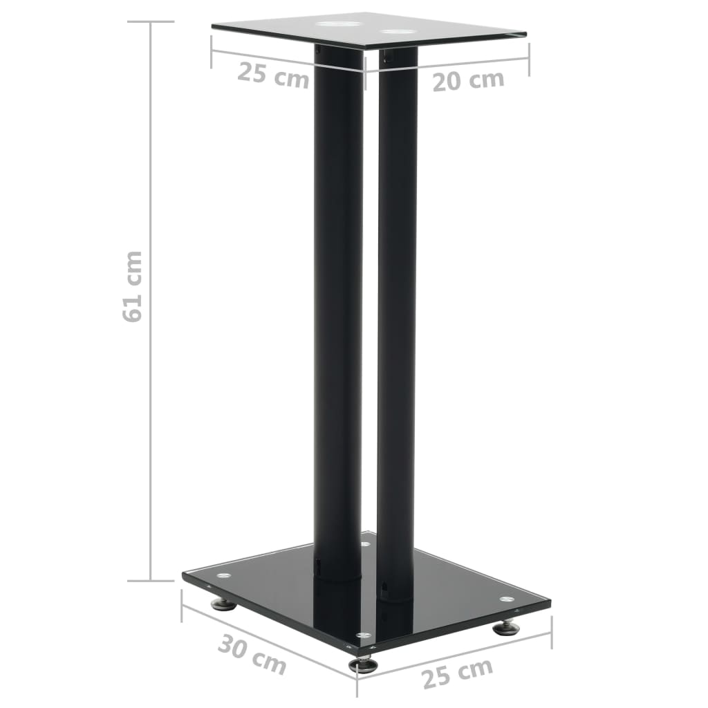 Speakerstandaarden zuil-ontwerp gehard glas zwart 2 st Zwart 2 pilaren