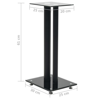 Speakerstandaarden zuil-ontwerp gehard glas zwart 2 st Zwart 2 pilaren