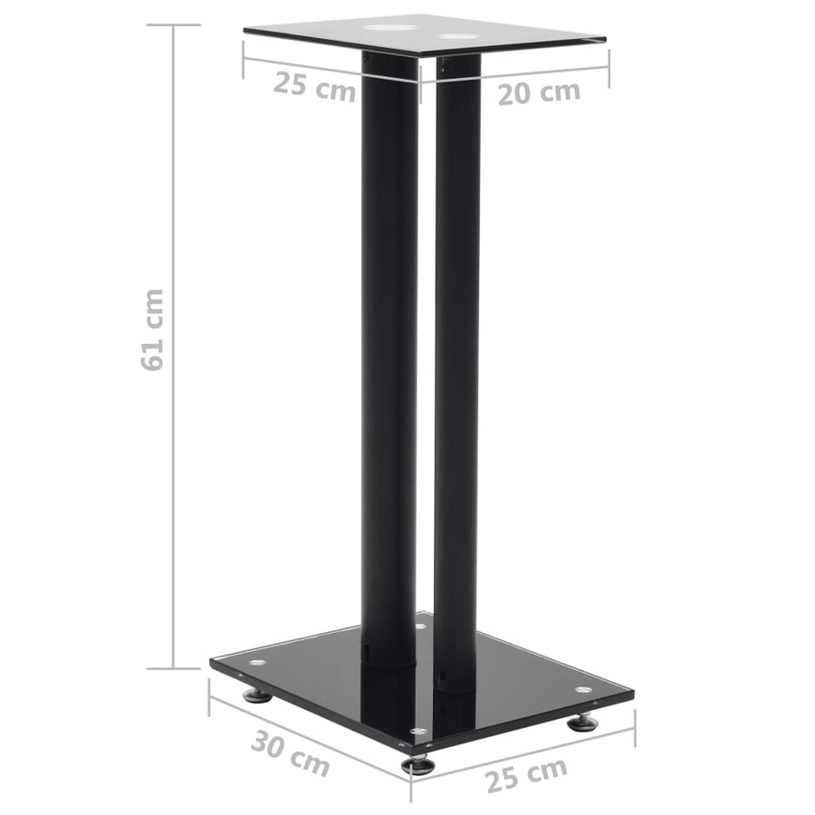 Speakerstandaarden zuil-ontwerp gehard glas zwart 2 st Zwart 2 pilaren
