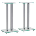 Speakerstandaarden zuil-ontwerp gehard glas zilver 2 st