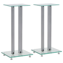 Speakerstandaarden zuil-ontwerp gehard glas zilver 2 st Zilver