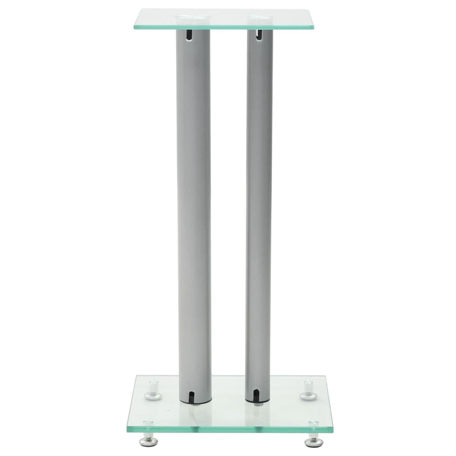 Speakerstandaarden zuil-ontwerp gehard glas zilver 2 st Zilver
