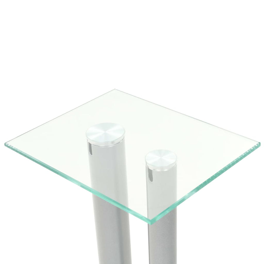 Speakerstandaarden zuil-ontwerp gehard glas zilver 2 st Zilver