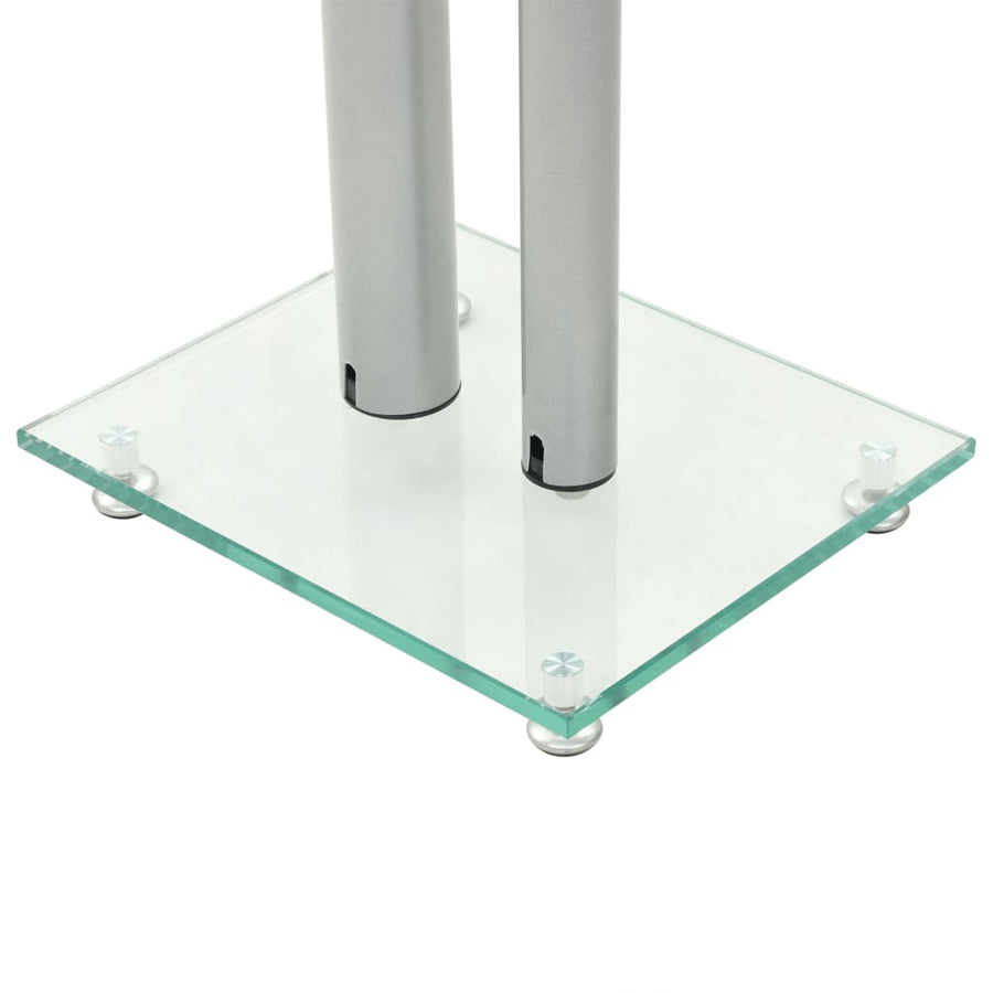 Speakerstandaarden zuil-ontwerp gehard glas zilver 2 st Zilver