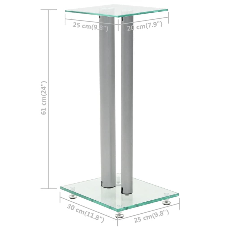 Speakerstandaarden zuil-ontwerp gehard glas zilver 2 st Zilver