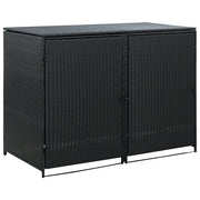 Double container storage 148x80x111 cm poly rattan black