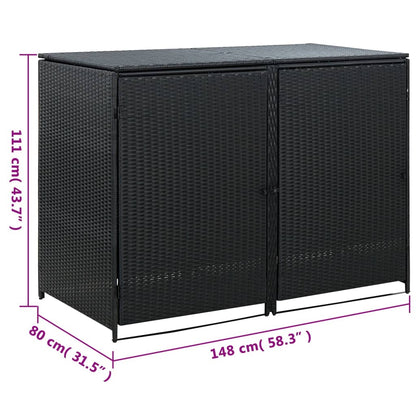 Containerberging Dubbel 148X80X111 Cm Poly Rattan Zwart