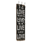 Wandkapstok 120x40 cm met 6 haken zwart wit