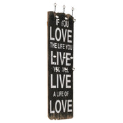 Wandkapstok 120x40 cm met 6 haken zwart wit