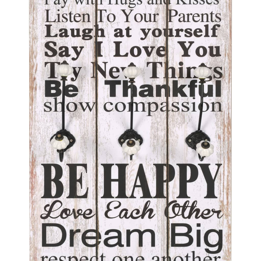 Wandkapstok Met 6 Haken Family Rules 120X40 Cm