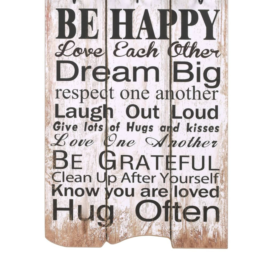 Wandkapstok Met 6 Haken Family Rules 120X40 Cm