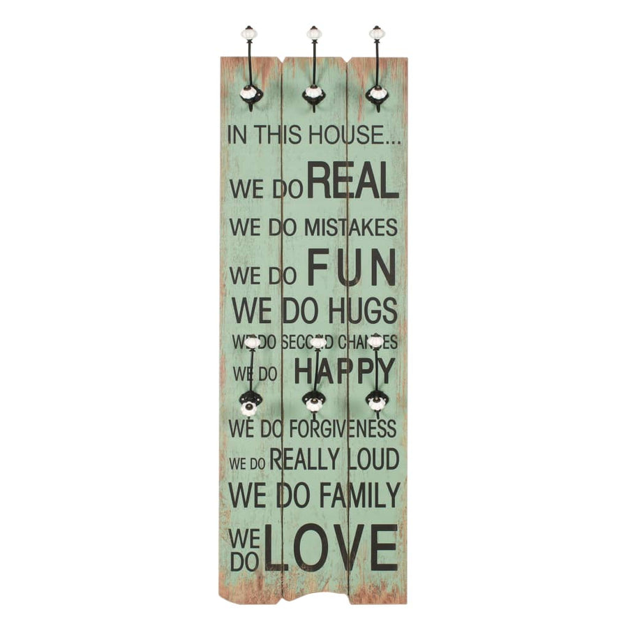 Wandkapstok Met 6 Haken Happy Love 120X40 Cm
